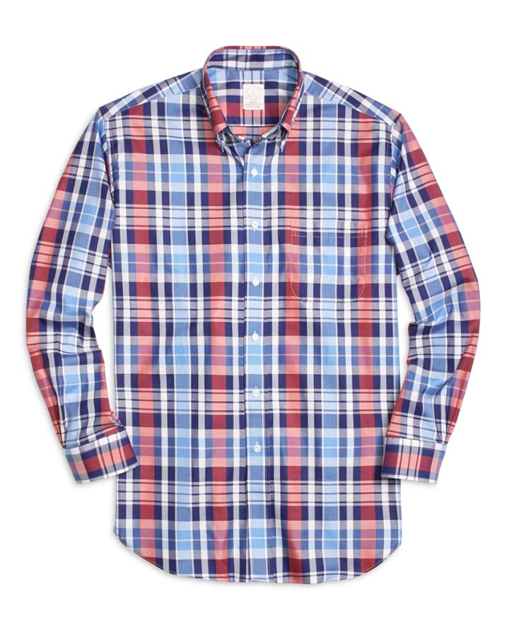 Brooks Brothers Men's Golden Fleece Madison Fit Large Plaid Sport Shirt