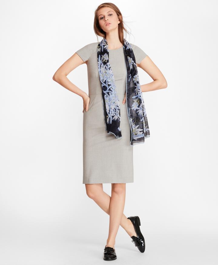 Brooks Brothers Women's Petite Stretch-wool Cap Sleeve Sheath Dress
