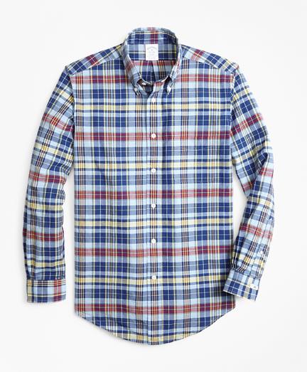 Brooks Brothers Regent Fit Blue Madras Sport Shirt