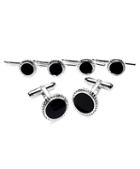 Brooks Brothers Silver/onyx With Braid Cuff Links