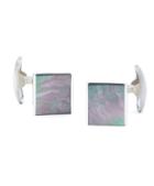 Brooks Brothers Sterling Silver Mother-of-pearl Rectangular Cuff Links