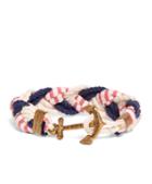 Brooks Brothers Kiel James Patrick Navy, White And Red Braided Bracelet