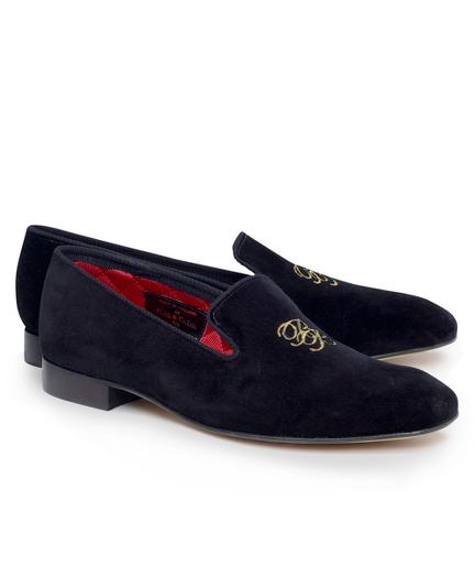 Brooks Brothers Velvet Logo Slippers