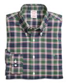 Brooks Brothers Men's Non-iron Regular Fit Dark Green Plaid Sport Shirt