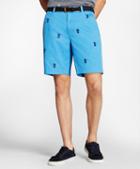 Brooks Brothers Embroidered Pineapple Cotton Twill Shorts