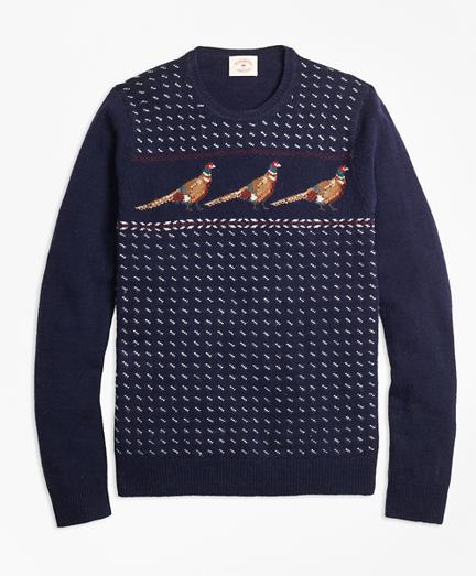 Brooks Brothers Pheasant-motif Lambswool Sweater