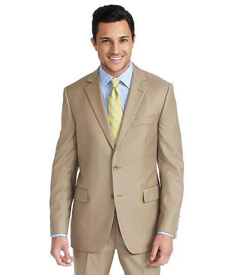 Brooks Brothers Fitzgerald Fit Tan Solid Gabardine 1818 Suit