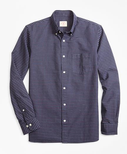 Brooks Brothers Windowpane Cotton Oxford Sport Shirt