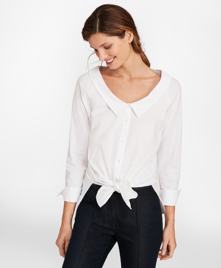 Brooks Brothers Women's Portrait Collar Stretch-cotton Shirt