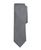 Brooks Brothers Grey And Navy Feeder Stripe Tie