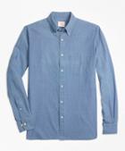Brooks Brothers Indigo-dyed Micro-check Cotton Twill Sport Shirt