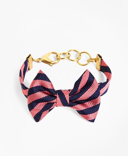 Brooks Brothers Kiel James Patrick Navy And Pink Bb#5 Stripe Bow Tie Bracelet