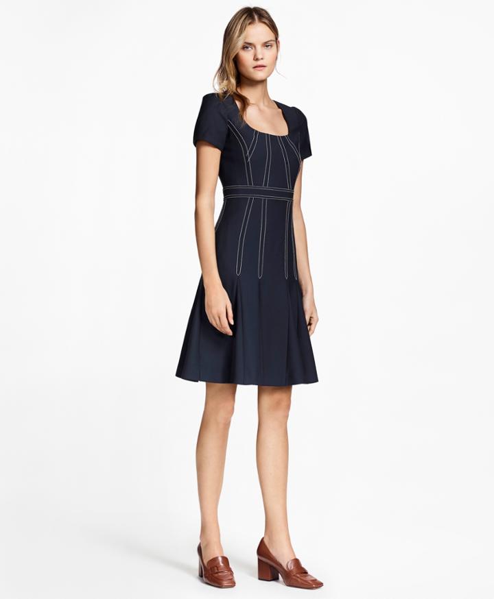 Brooks Brothers Women's Pleated Wool Crepe Dress