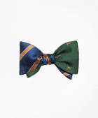 Brooks Brothers Framed Bar Stripe With Pheasant Motif Reversible Bow Tie