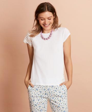 Brooks Brothers Floral Lace-trimmed T-shirt