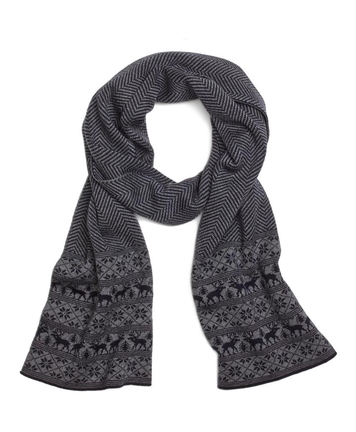 Brooks Brothers Men's Herringbone And Fair Isle Scarf