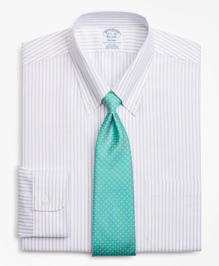 Brooks Brothers Men's Brookscool Slim Fitted Dress Shirt, Non-iron Stripe