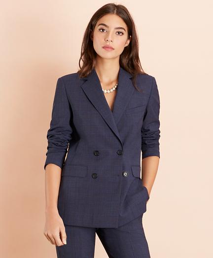 Brooks Brothers Plaid Stretch-wool Double-breasted Jacket