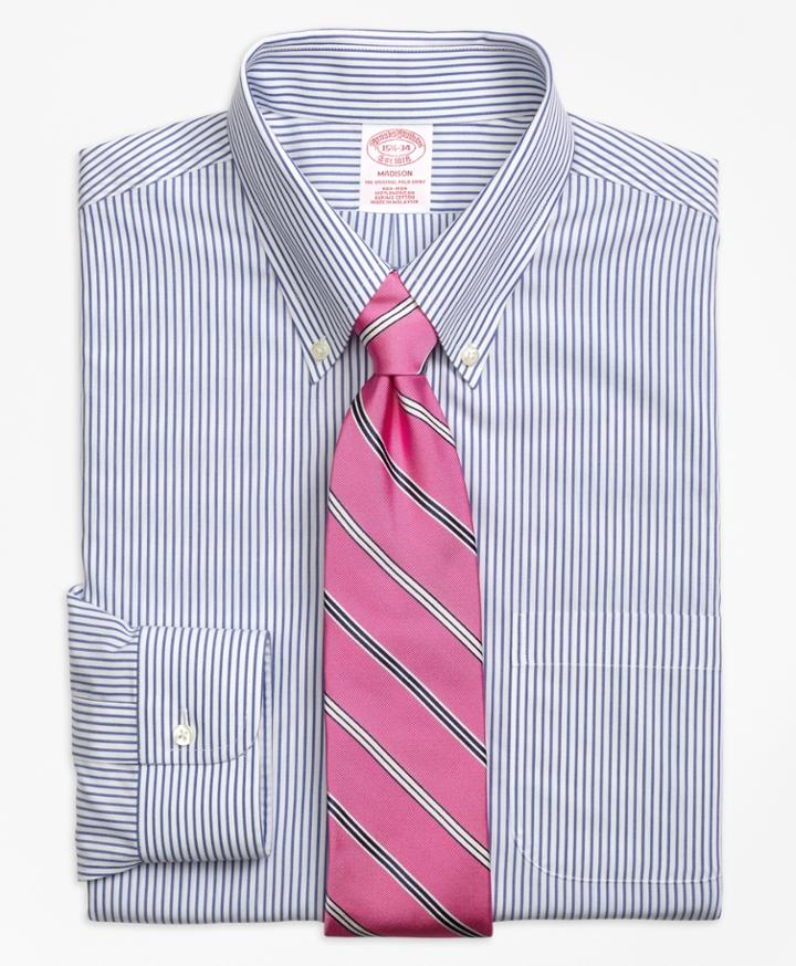 Brooks Brothers Men's Non-iron Regular Fit Wide Stripe Dress Shirt