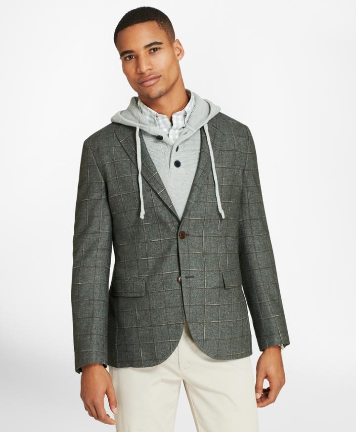 Brooks Brothers Men's Windowpane Two-button Wool-blend Sport Coat
