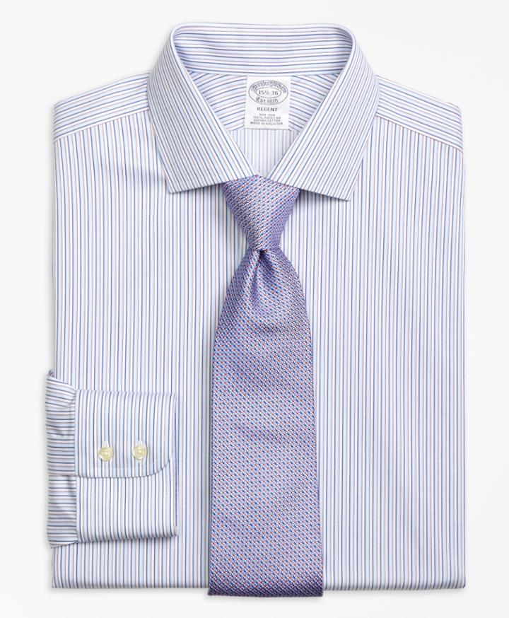 Brooks Brothers Men's Non-iron Slim Fit Sidewheeler Stripe Dress Shirt