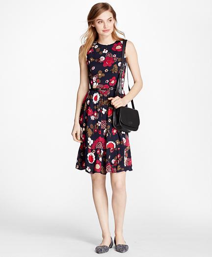 Brooks Brothers Floral-print Crepe Dress