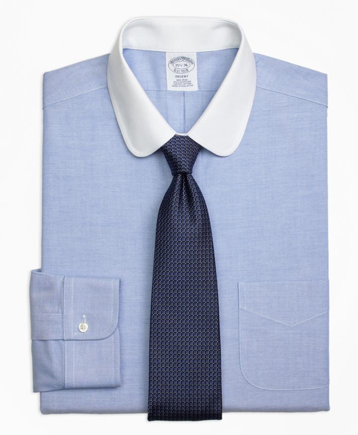 Brooks Brothers Men's Non-iron Slim Fit Contrast Golf Collar Dress Shirt