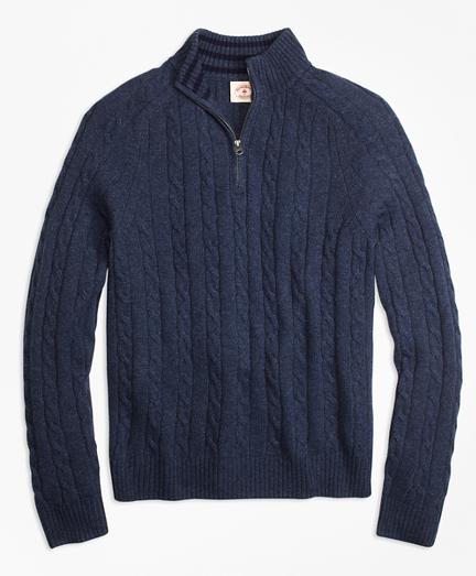 Brooks Brothers Cable-knit Wool-blend Half-zip Sweater