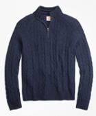 Brooks Brothers Cable-knit Wool-blend Half-zip Sweater