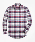 Brooks Brothers Men's Non-iron Madison Fit Heathered Plaid Sport Shirt