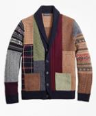 Brooks Brothers Lambswool Patchwork Shawl Collar Cardigan