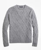 Brooks Brothers Lambswool Lattice Cable Knit Crewneck Sweater