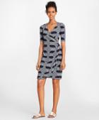 Brooks Brothers Porcelain-print Jersey Faux Wrap Dress