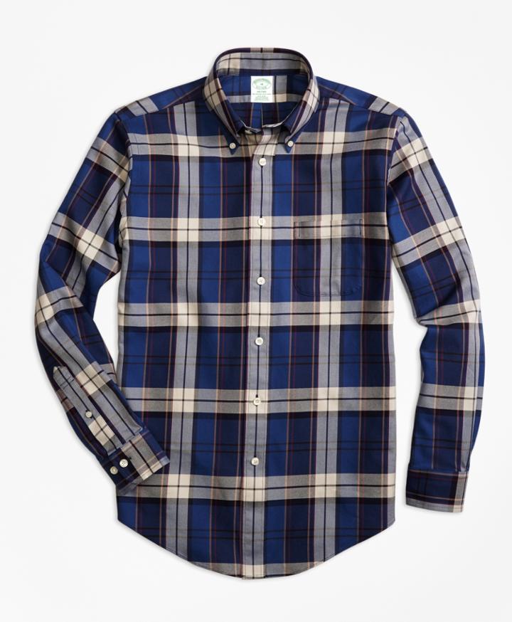 Brooks Brothers Men's Non-iron Milano Fit Bold Plaid Sport Shirt