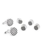 Brooks Brothers Men's Sterling Silver  Houndstooth Cuff Link Stud Set