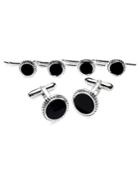 Brooks Brothers Men's Silver/onyx With Braid Cuff Links