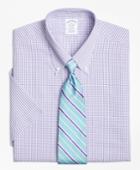 Brooks Brothers Men's Slim Fitted Dress Shirt, Non-iron Tonal Sidewheeler Check Short-sleeve