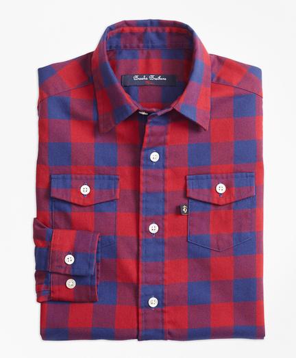 Brooks Brothers Two Tone Plaid Flannel Sport Shirt