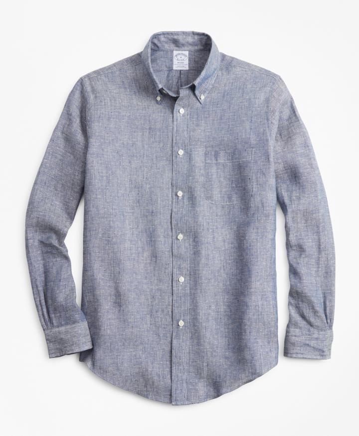 Brooks Brothers Men's Regent Fit Dobby Irish Linen Sport Shirt