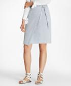 Brooks Brothers Women's Striped Stretch Cotton Seersucker Wrap Skirt