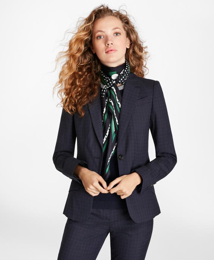 Brooks Brothers Women's Petite Checked Wool One-button Jacket