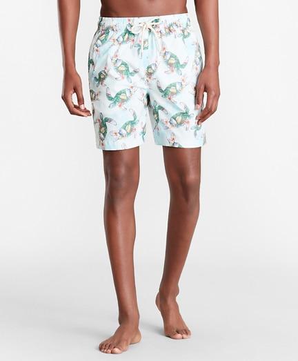 Brooks Brothers Montauk 6 Turtle Print Swim Trunks