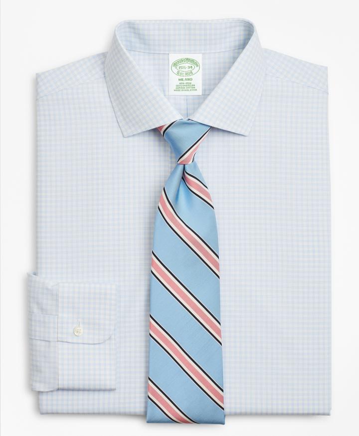Brooks Brothers Men's Extra Slim Fit Slim-fit Dress Shirt, Non-iron Triple-windowpane