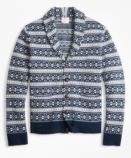 Brooks Brothers Fair Isle Wool-blend Shawl-collar Cardigan