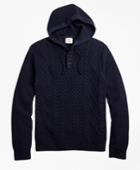 Brooks Brothers Men's Cable-knit Cotton Henley Hoodie