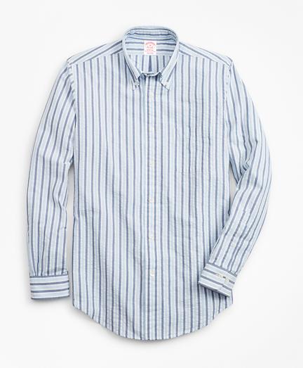 Brooks Brothers Madison Fit Bold Stripe Seersucker Sport Shirt