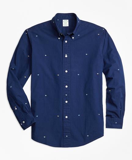 Brooks Brothers Milano Fit Dobby Palm Tree Sport Shirt