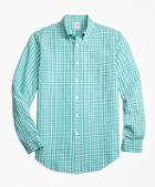 Brooks Brothers Regent Fit Green Check Seersucker Sport Shirt