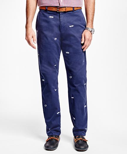Brooks Brothers Milano Fit Embroidered Nautical Knot Pants