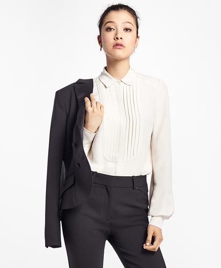 Brooks Brothers Silk Crepe Tuxedo Blouse